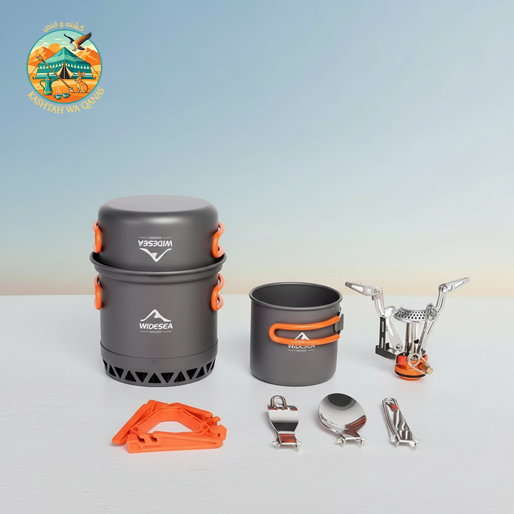 12 Portable Camping Stainless Steel & Aluminum Cookware Set 440ml - Image 1