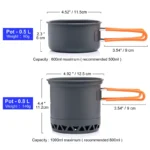 Portable Camping Stainless Steel & Aluminum Cookware Set 440ml - Image 3